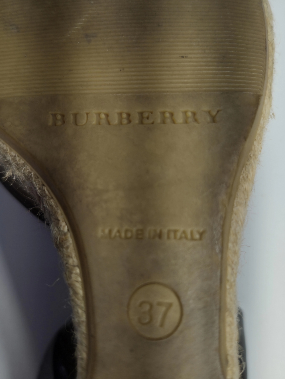 Burberry Plaid Espadrille Wedge Sandals - Black & Beige - Picture 8 of 9